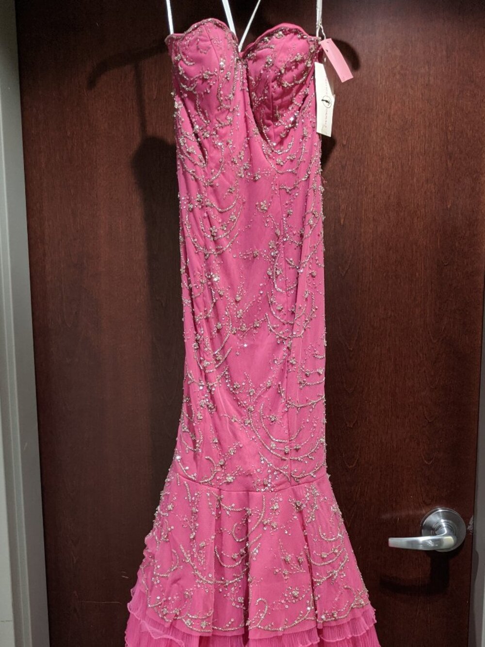 Precious Formals P3503 Size 8 Pink Fuchsia Prom Dress